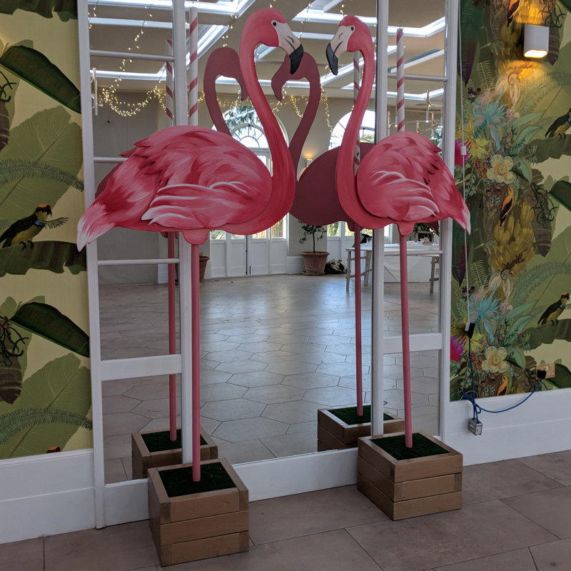 Giant Wooden Flamingo Statue  2